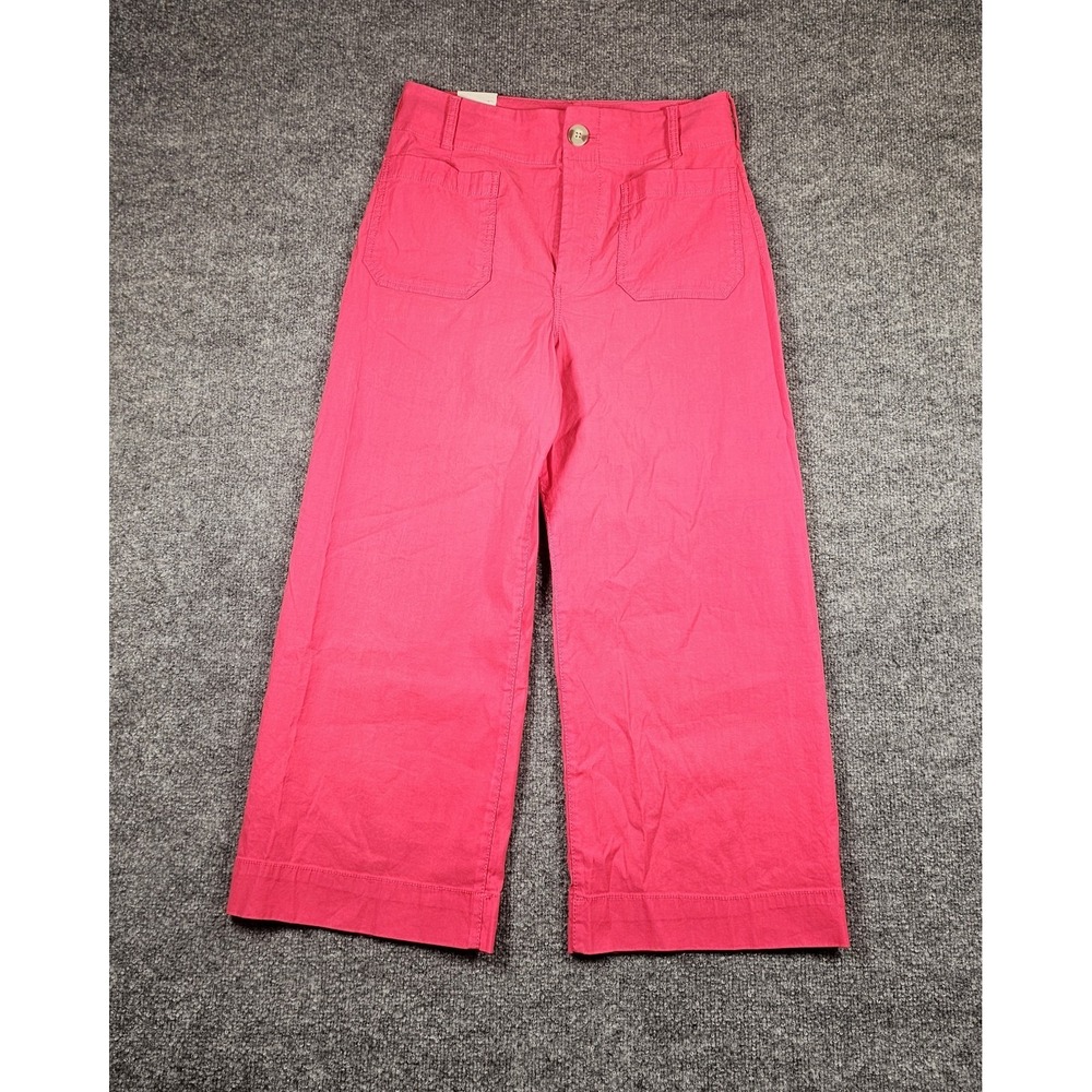 Maeve Anthropologie The Colette Cropped Wide Leg Pants Size 29P Diva Pink